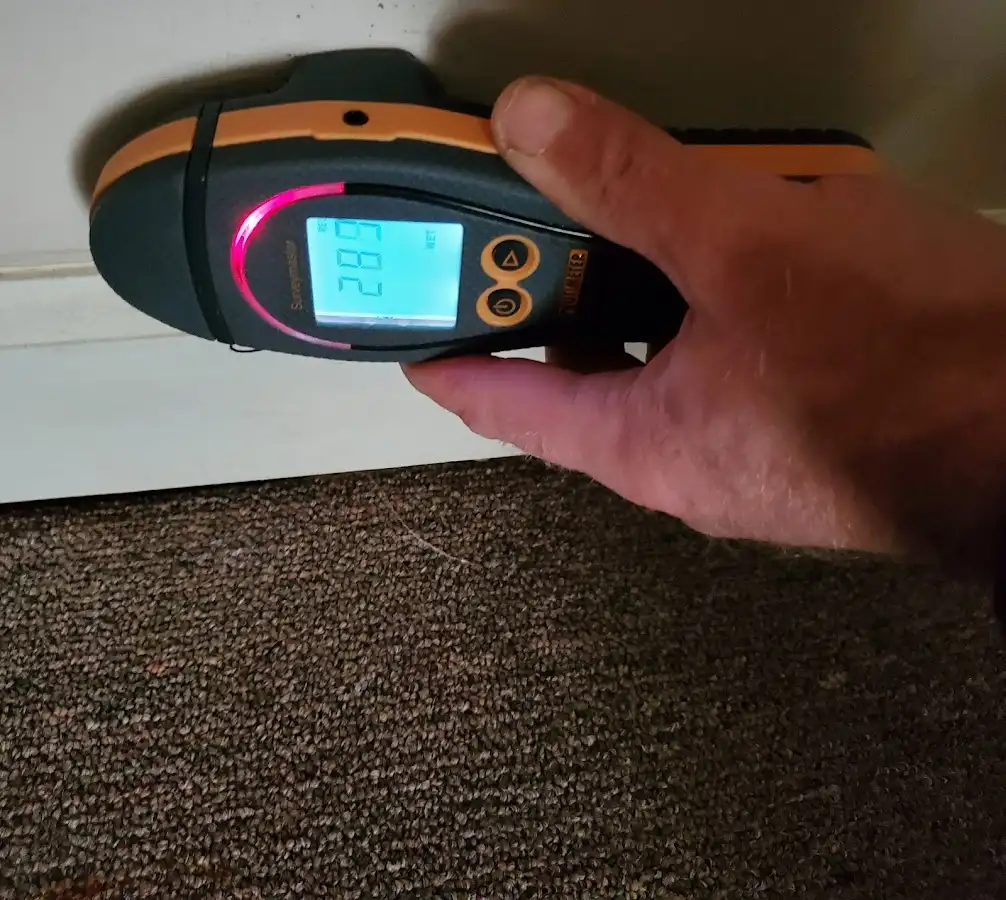 Moisture detection at baseboard during Sewage Cleanup & Sanitation in North East